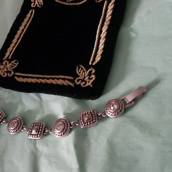 Beautiful Brighton HEIRESS Silver Plated Gold Plated Crystal Disc Link Bracelet - Picture 4 of 12